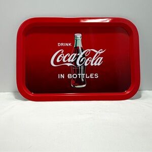 Coca-Cola Red Metal Tray with Bottle Design